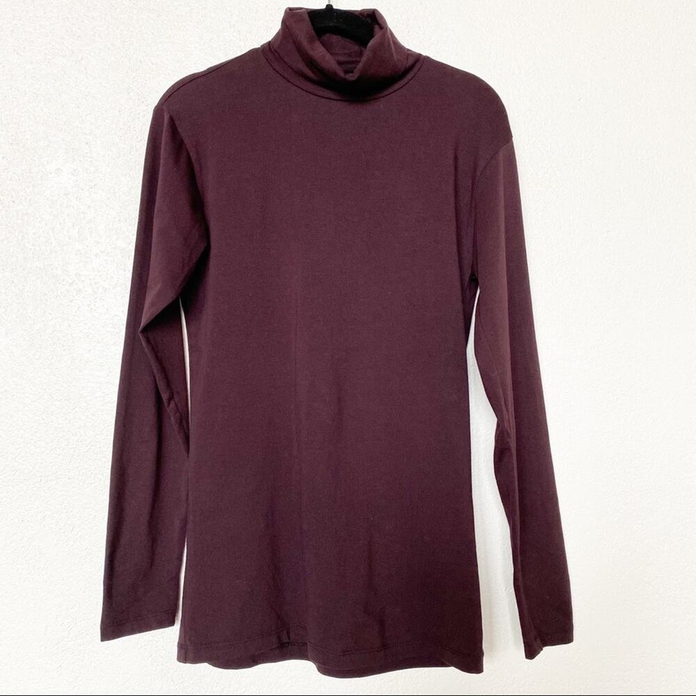 Zara Deep Maroon Long Sleeve Turtleneck Top Size Small